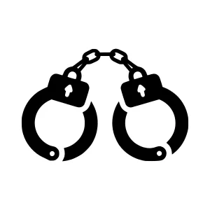 Black Handcuffs Icon - Vector Illustration