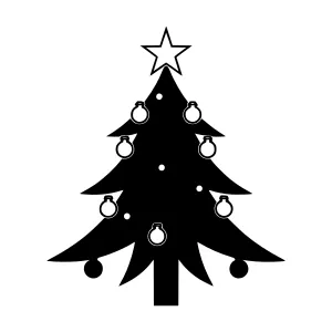 Black Christmas Tree Silhouette with Ornaments