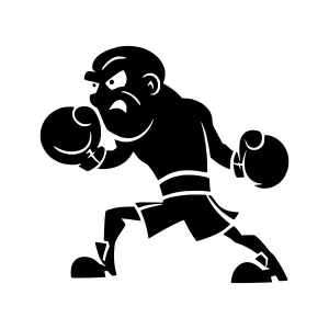 Silhouette Boxer Illustration - Black & White Vector