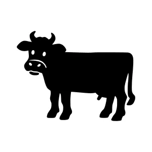 Black Silhouette Cow - Farm Animal Vector