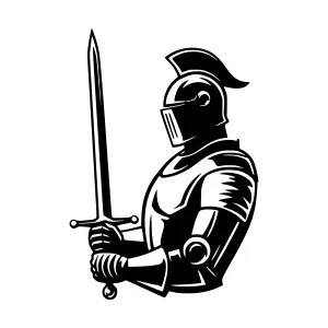 Black Knight Silhouette with Sword