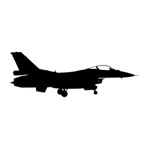 Jet Fighter Silhouette - Black on White