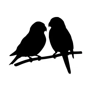Parrot Silhouette Couple - Black on White