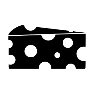 Cheese Slice Icon - Black Silhouette