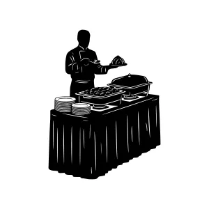 Black & White Catering Service Illustration
