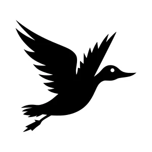 Silhouette Flying Duck Vector Icon