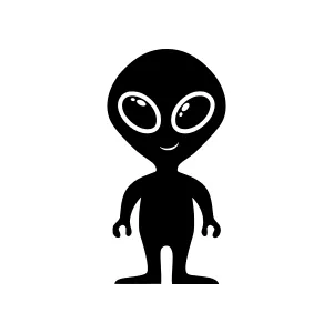 Cute Alien Silhouette Vector Illustration