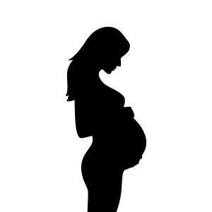 Pregnant Woman Silhouette - Black Outline
