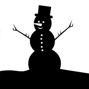 Silhouette Snowman with Top Hat