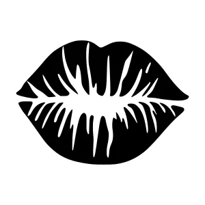 Black & White Kiss Outline Vector Graphic