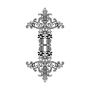 Elegant Floral Cross Ornament - Black & White Design
