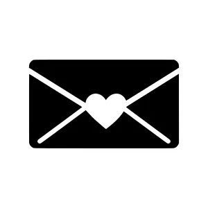 Love Letter Icon - Black & White Vector Illustration