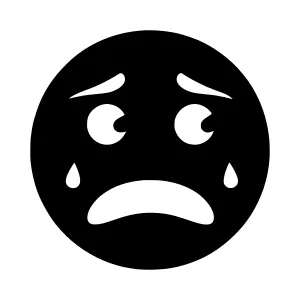 Sad Face Icon - Black and White Vector