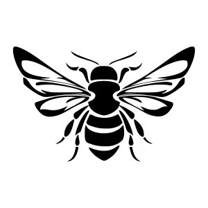 Black Bee Silhouette Vector Icon