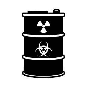 Hazardous Waste Drum Icon - Radioactive & Biohazard Symbols