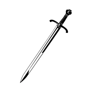 Medieval Sword Illustration - Black & White Vector