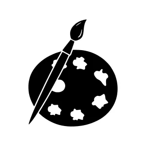 Paint Palette & Brush Icon - Vector Illustration