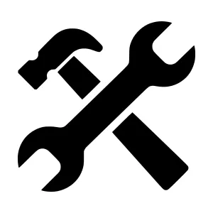 Hammer and Wrench Icon - Workshop Tools Vector
