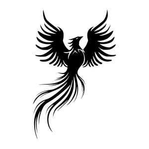 Black Phoenix Silhouette Vector Illustration