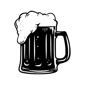 Vintage Beer Mug Silhouette Black & White