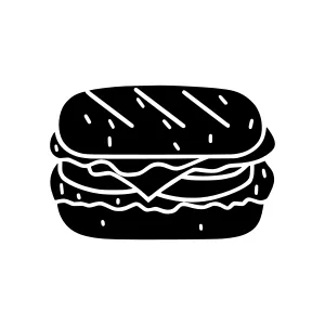 Burger Icon - Black Silhouette