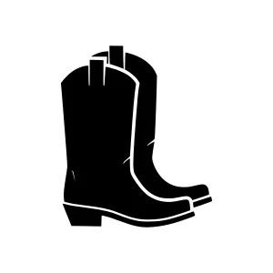 Black Cowboy Boot Icon - Vector Illustration