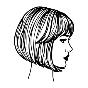 Black & White Portrait Illustration - Woman Profile