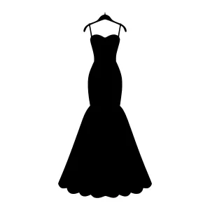 Black Evening Gown Silhouette on Hanger