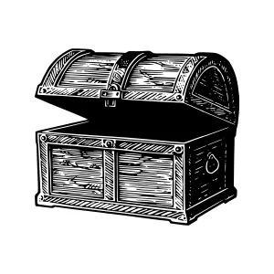 Vintage Wooden Treasure Chest Illustration