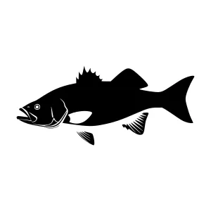Black Silhouette Fish Vector Illustration