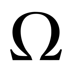 Omega Symbol - Black on White Vector Icon