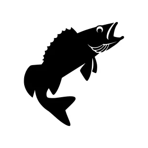 Black Fish Silhouette Jumping - Vector Icon