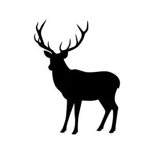 Silhouette Deer Head - Black on White