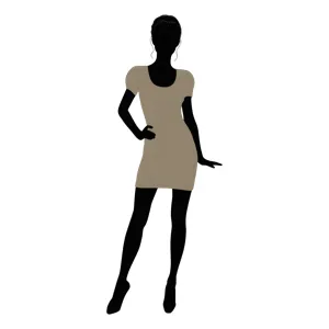 Silhouette Woman in Beige Dress - Fashion Illustration