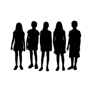 Silhouette Group of Children - Minimalist Design