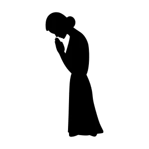 Silhouette Woman Praying - Black Outline