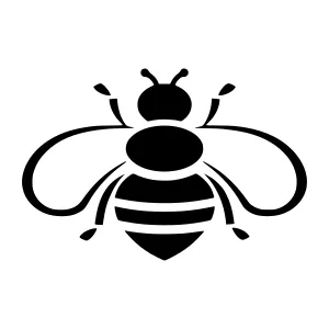 Black Bee Icon - Minimalist Vector Illustration