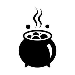 Black Pot with Bubbles - Simple Icon