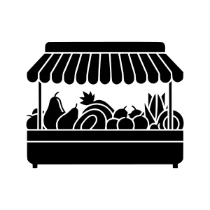 Black Fruit Stall Silhouette Icon