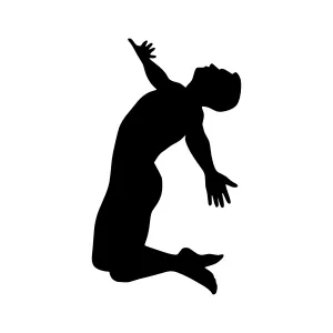 Silhouette Jumping Athlete - Black on White