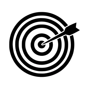 Black Target Icon - Dartboard Vector