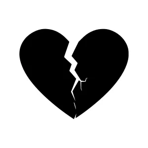 Broken Heart Icon - Black Silhouette