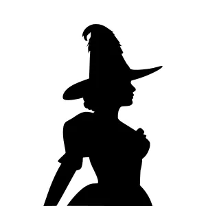 Silhouette Witch Woman - Vintage Style