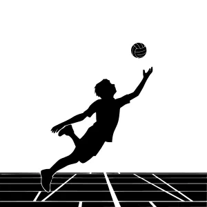 Silhouette Volleyball Player Reaching for Ball
