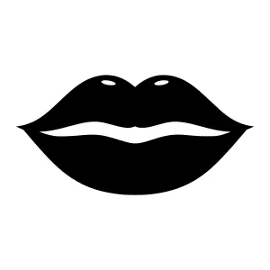 Black Lips Outline Icon - Minimalist Vector