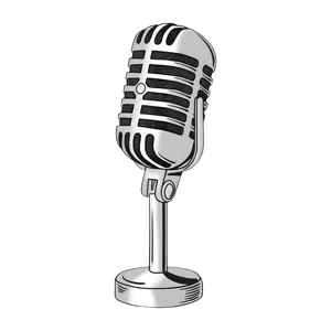 Vintage Microphone Illustration - Silver & Black