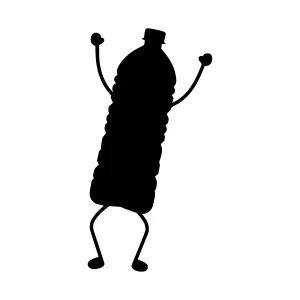 Silhouetted Plastic Bottle Dancing - Minimalist Vector