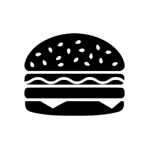 Burger Icon - Simple Black Outline