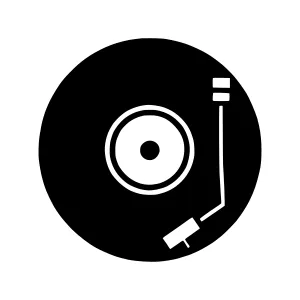 Vinyl Record Icon - Black & White Outline