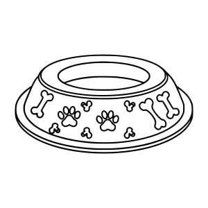 Dog Bowl Outline Vector Illustration